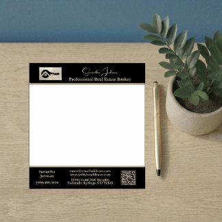 Bloco De Notas Código QR do Logotipo da Chave Preta do Agente Imo