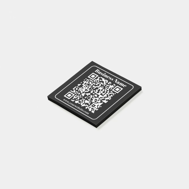 Bloco De Notas Código QR editável Estilo Moderno Retroativo Preto (Inclinado)