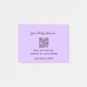 Bloco De Notas Código QR simples de chá de bebê roxo adicionar no