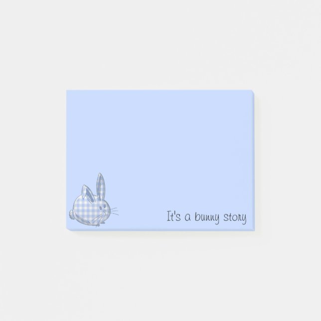 Bloco De Notas coelhinho de gingham - azul (Frente)