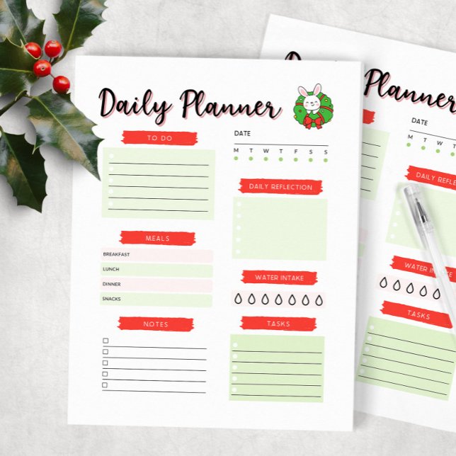 Bloco De Notas Coelhinho de Natal do Planner Diário (Criador carregado)