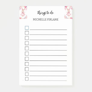 Bloco De Notas Coelhinho Rosa Bonito Personalizado
