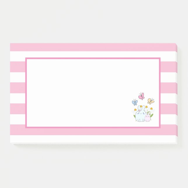 Bloco De Notas Coelhinhos bonitos com margaridas Primavera e borb (Frente)