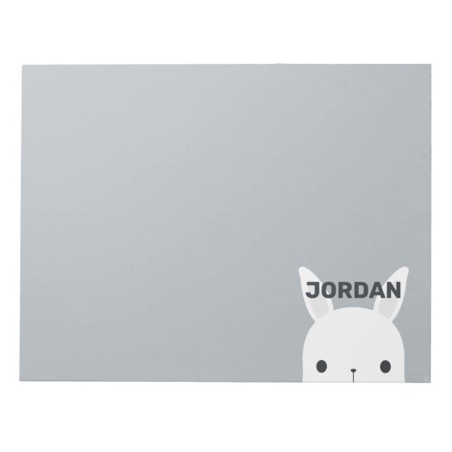 Bloco De Notas Coelho Bonito com Nome Personalizado (Frente)