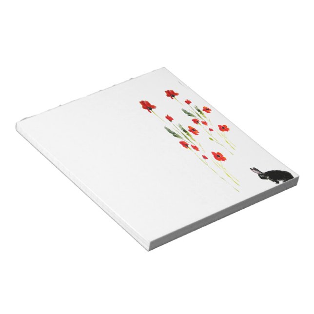 Bloco De Notas Coelho Coelho Coelho Bonito das Flores-De-Papoila (Inclinado)