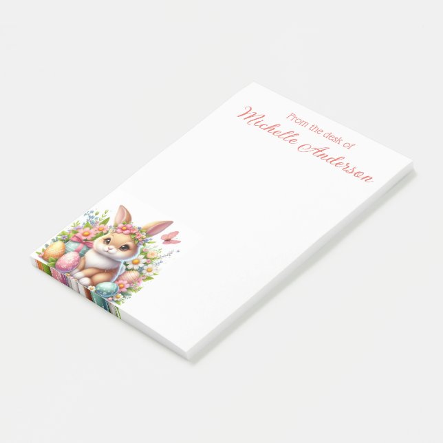 Bloco De Notas Coelho da Páscoa, Ovos, Flores e Borboletas (Inclinado)