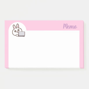 Bloco De Notas Coelho de desenho animado computador rosa