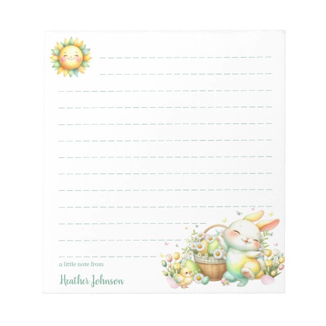 Bloco De Notas Coelho de Páscoa Aquarela Personalizado (Frente)