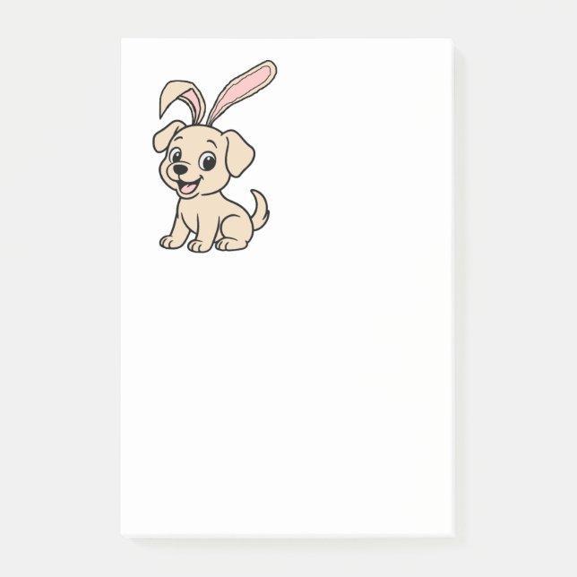 Bloco De Notas Coelho de Páscoa Cartoon Labrador Amarelo (Frente)