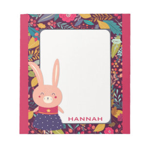 Bloco De Notas Coelho Floral Bonito