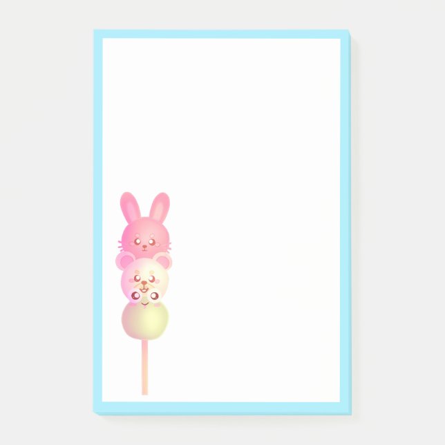 Bloco De Notas Coelho Fofo, Urso e Dango de Rã (Frente)