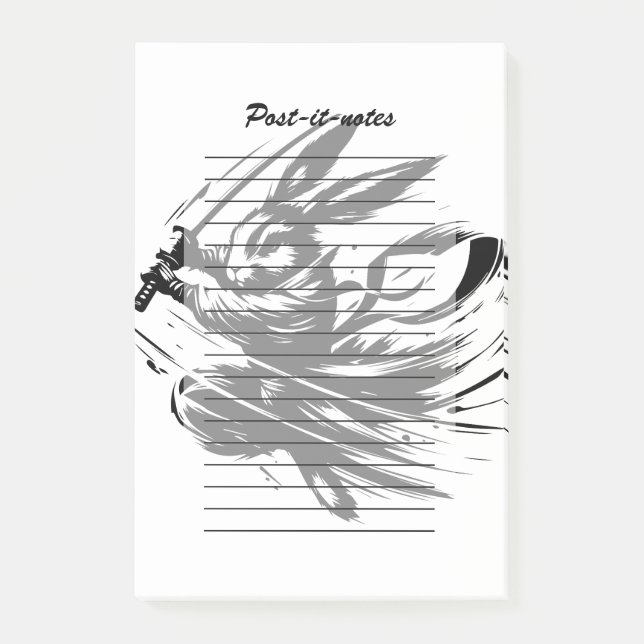 Bloco De Notas Coelho Guerreiro Samurai Tinta Preta (Frente)