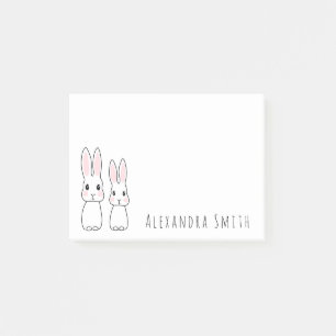 Bloco De Notas Coelhos de coelho bonitos com nome personalizado