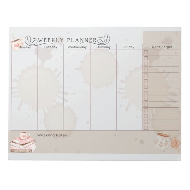 Bloco De Notas Coffee lover Weekly planner (Frente)