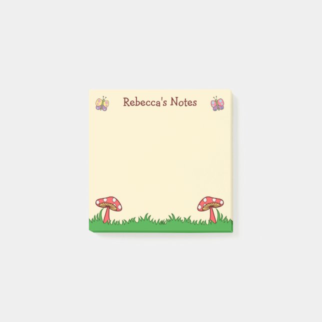 Bloco De Notas Cogumelo Fofo Personalizado (Frente)