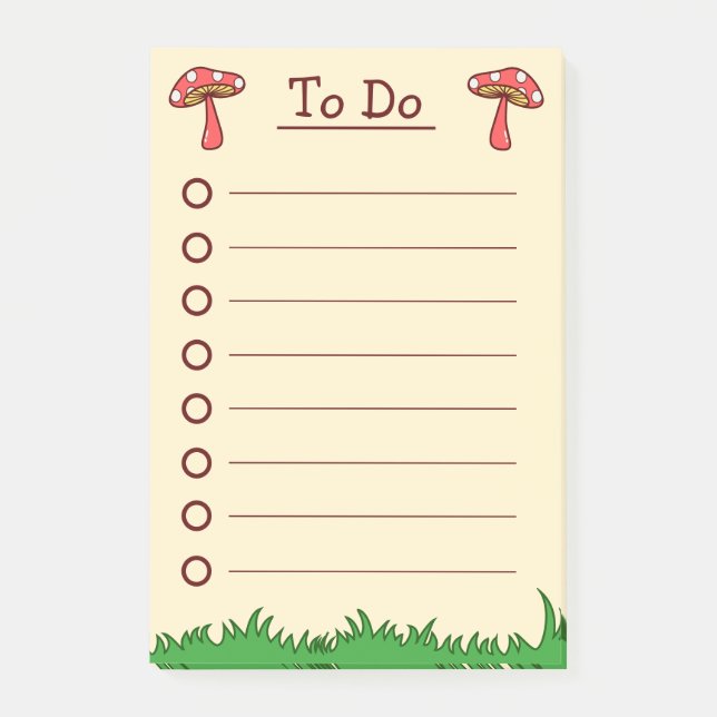 Bloco De Notas Cogumelo Fofo Toadstool Para Fazer (Frente)