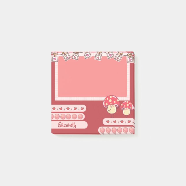 Bloco De Notas Cogumelo Vermelho Cento Personalizado (Frente)