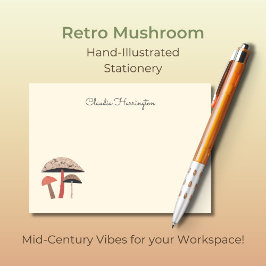 Bloco De Notas Cogumelos Retro Do Século Médio Desenhados À Mão