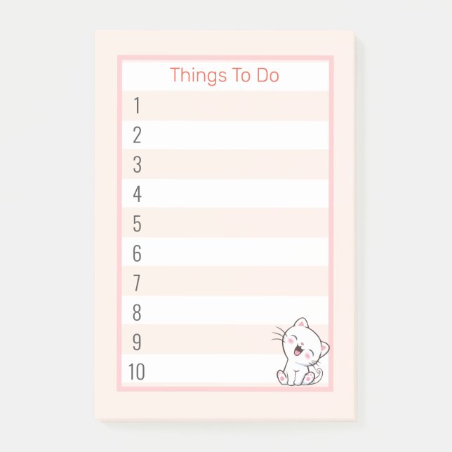 Bloco De Notas Coisas Fofas de Gatinho para Fazer (Frente)