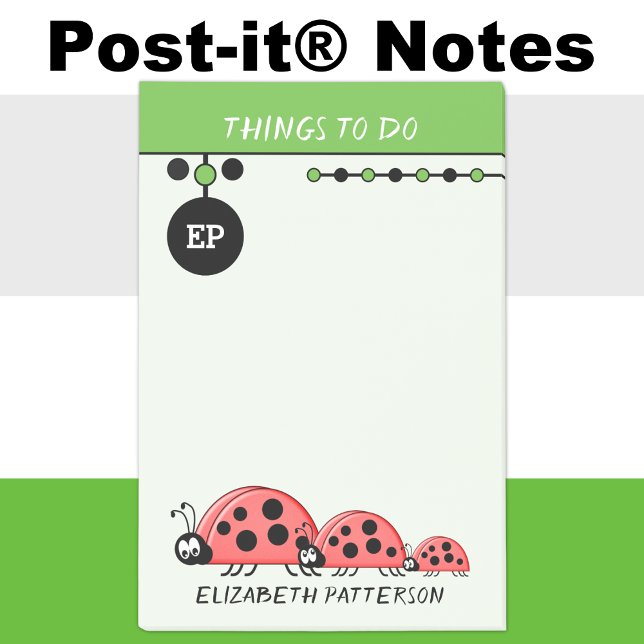 Bloco De Notas Coisas fofas para fazer com joaninhas nome criança (Criador carregado)