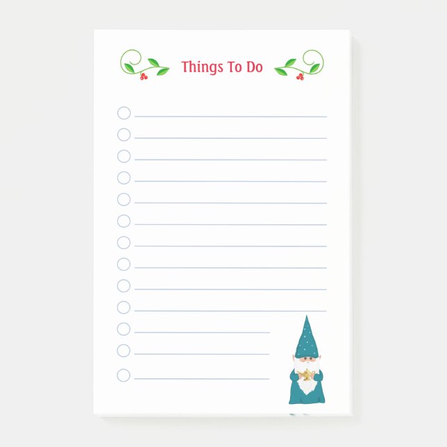 Bloco De Notas Coisas Fofo de Gnome de Natal para Fazer Notas Pos (Frente)
