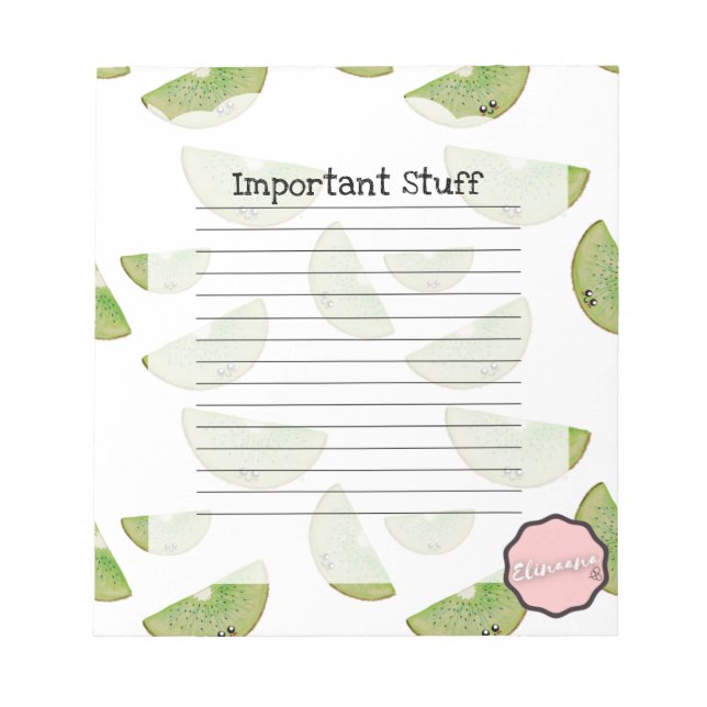 Bloco De Notas Coisas importantes, Kawaii Kiwi (Frente)