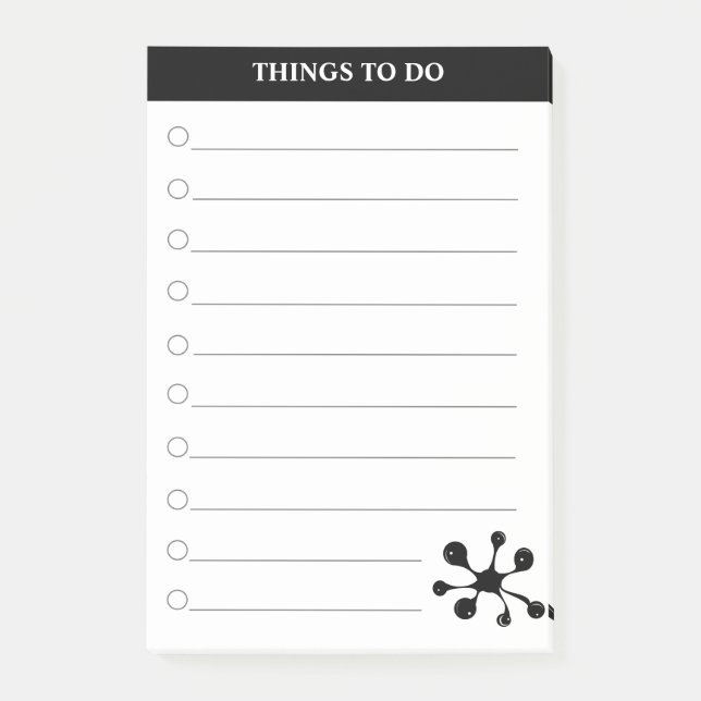 Bloco De Notas Coisas modernas e elegantes para fazer em preto e  (Frente)