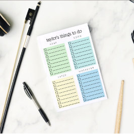 Bloco De Notas Coisas Organizadas para Fazer Amarelo Verde Azul