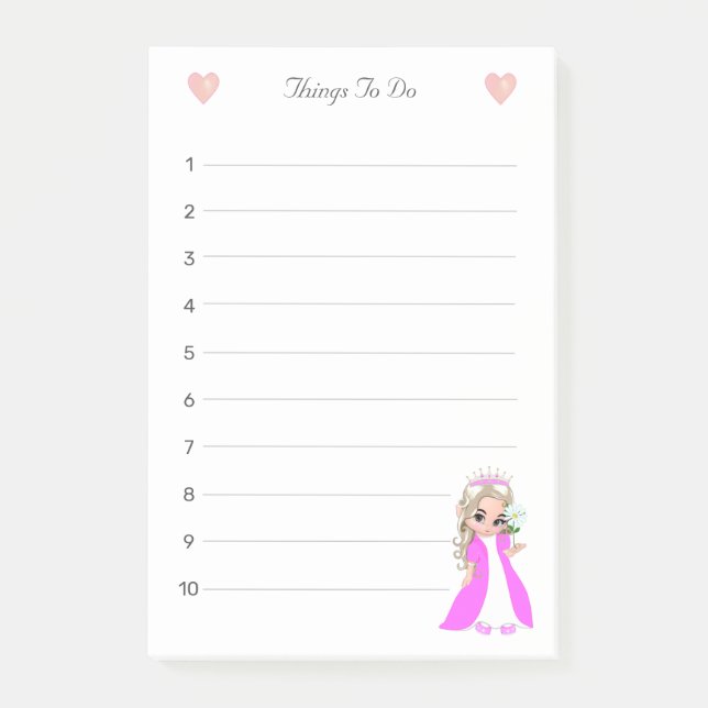 Bloco De Notas Coisas Para Fazer Da Pequena Princesa Em Linhas (Frente)