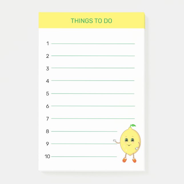 Bloco De Notas Coisas para fazer de limão feliz Fofo (Frente)