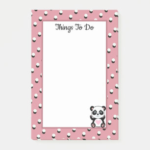 Bloco De Notas Coisas Para Fazer Panda Urso & Pontos Polka em Ros