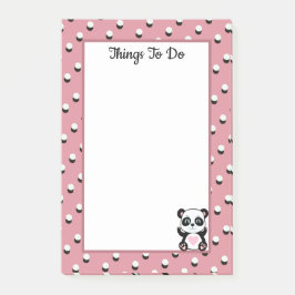 Bloco De Notas Coisas para Fazer Urso Panda & Bolinhas em Rose Go