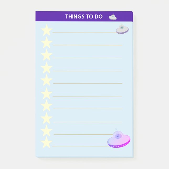 Bloco De Notas Coisas Personalizadas Estrelas e Discos Voadores P (Frente)