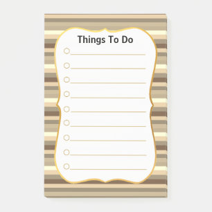 Bloco De Notas Coisas Personalizadas para Fazer em Listras Bege