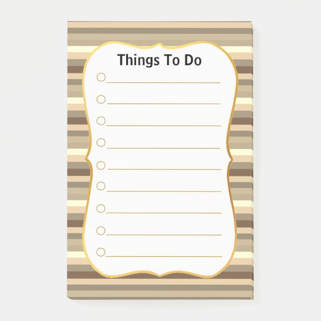 Bloco De Notas Coisas Personalizadas para Fazer em Listras Bege (Frente)