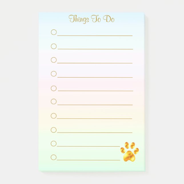 Bloco De Notas Coisas Personalizadas para Fazer & Pata Dourada (Frente)