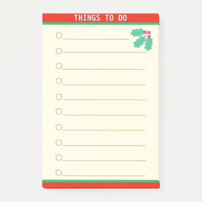 Bloco De Notas Coisas personalizáveis para fazer & Holly Berry (Frente)