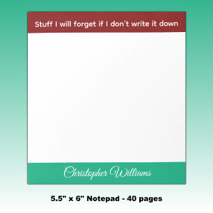 Bloco De Notas Coisas que vou esquecer nome burgundy green