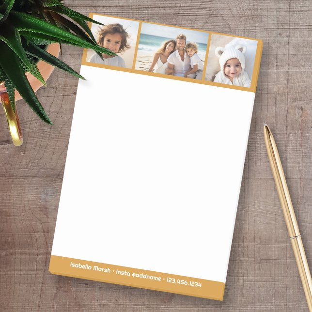 Bloco De Notas Colagem de Fotos Terra Cotta - Personalizada (Custom Post-it Note Pads - Add your name and other text)