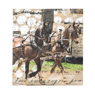 Bloco De Notas Colagem Mídia Mista de Dois Cavalos