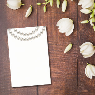 Bloco De Notas Colar de Pérolas Elegante