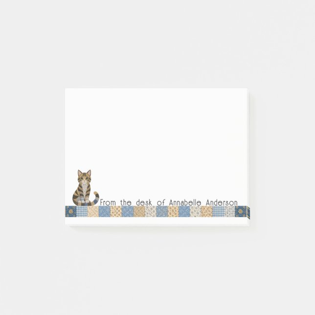 Bloco De Notas Colcha de Gato Listrado Personalizada (Frente)