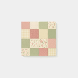 Bloco De Notas Colcha Xadrez Rosa Verde Camponesa Rústica Floral