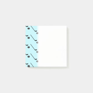 Bloco De Notas Colchetes Pretos De Hóquei No Gelo Puck Azul Clar