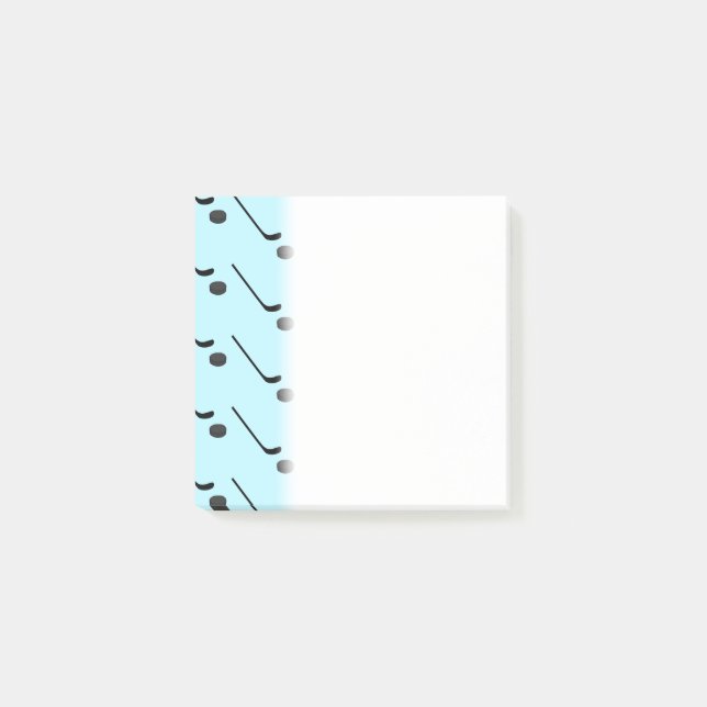 Bloco De Notas Colchetes Pretos De Hóquei No Gelo Puck Azul Claro (Frente)