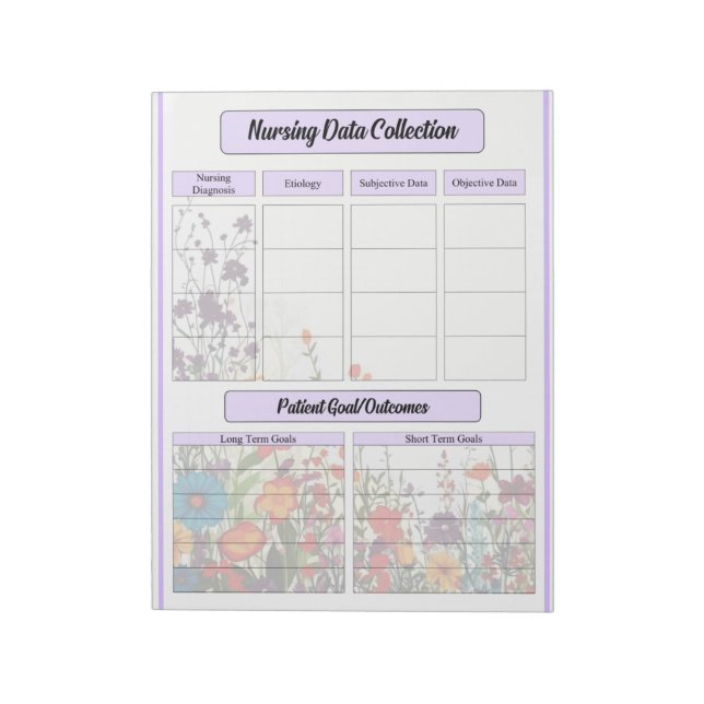 Bloco De Notas Coleta de Dados de Enfermagem do Jardim Roxo em Sa (Invertido)