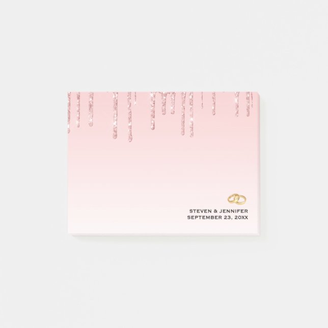 Bloco De Notas Colírio Rosa de Casamento Moderno, Colírios e Ouro (Frente)