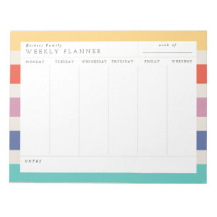 Bloco De Notas Color Block Family Weekly Planner Notepad