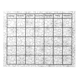 Bloco De Notas Colora-me calendário vazio floral Funky