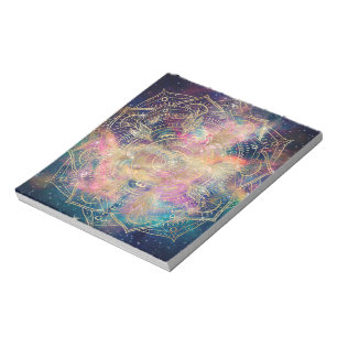 Bloco De Notas Coloração aquosa e nebulosa de mandala Dourada N